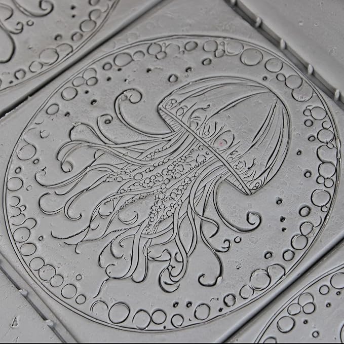 Jellyfish Clay Texture Roller (4") - Ocean Set #01 - Embossing Pattern Roller for Polymer & Ceramic Clay, Pottery & Crafts