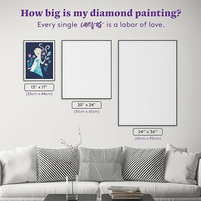 DIAMOND ART CLUB Elsa Diamond Painting Kit, Fun DIY Crafts for Adults, Round Diamond Art Canvas, 13" x 17"