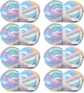 Hombys 8 Pack Giant Chunky Yarn for Crocheting & Knitting - Super Bulky, Soft, Fluffy, Plush, Fuzzy, Thick Chenille Yarn - Tie Dye, Mixed Colors (Rainbow)