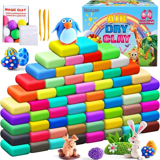 Air Dry Clay 64 Colors, Modeling Clay for Kids, DIY Molding Magic Clay, Gift for Kids
