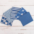 Threadart Exclusive 5 Fat Quarter Bundles - Denim Blue Vintage Prints 100% Cotton Fabric - Premium 100% Cotton Quilting Fabric - No Duplicates - Full Size Fat Quarters 18"x21" - Denim Blue