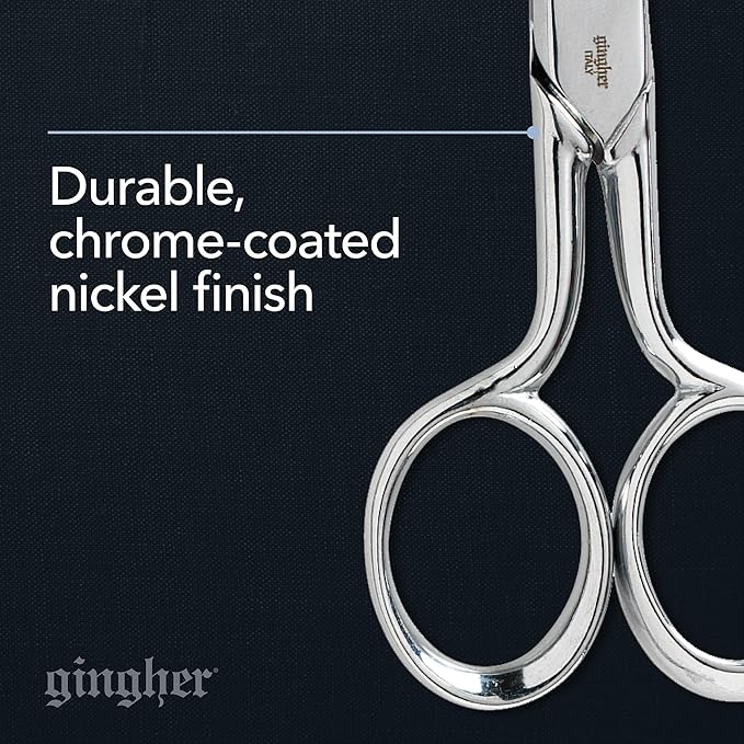 Gingher 5" Fabric Scissors, Premium Forged Steel Fabric Shears, Sharp Knife Edge Sewing Scissors for Cutting Cloth with Protective Sheath, Ambidextrous Design