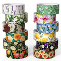 12 Rolls Flower Washi Tape Set, Colorful Floral Decorative Tape Vintage Botanical Masking Tape for Journaling Supplies, Junk Journal, Scrapbooking, DIY Arts & Crafts, Gift Wrapping