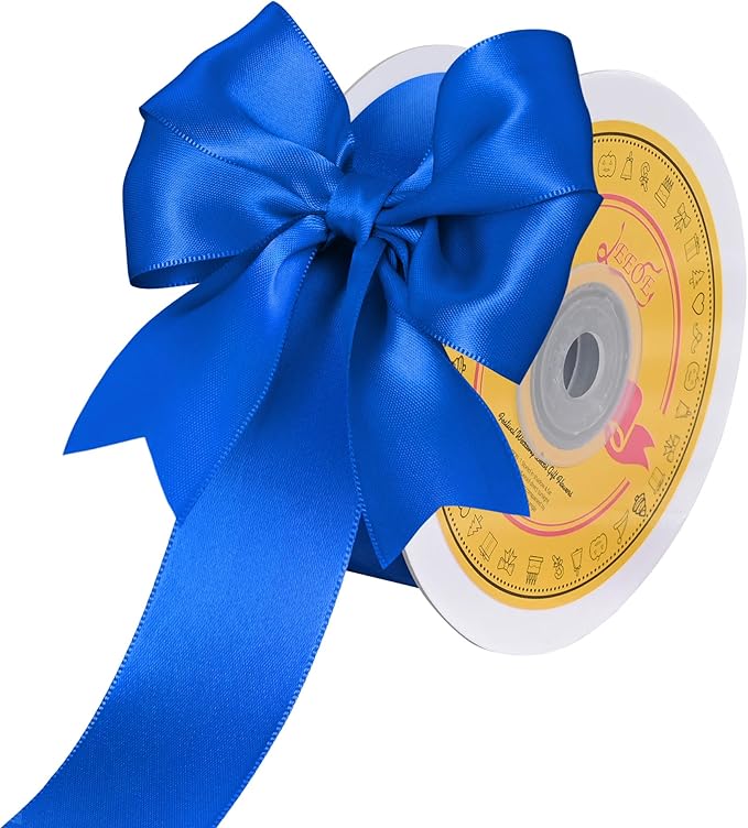 Double Face Royal Blue Satin Ribbon 1-1/2 inch X 25 Yards 100% Polyester Royal Blue Ribbon for Gift Wrapping Very Suitable for Weddings Party Hair Bow Invitation Decorations and More
