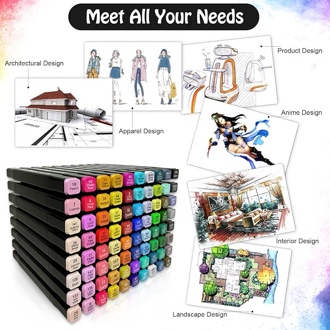 AdamStar Alcohol Markers, 80 Colors Dual Tip Art Markers for Kids & Adult Coloring, Sketching, Drawing - Paint Pens With Carry Case