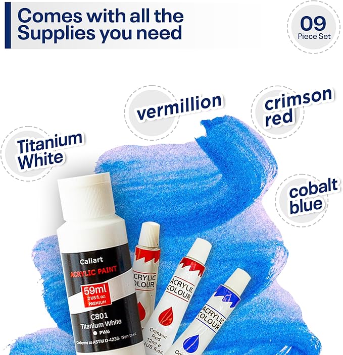 Painting4Real DIY Art Painting Kit for Adults – Learn to Paint Calm Reflection with Video Tutorials – 9 Pieces Acrylic Paint Set for Adults –Perfect Christmas Crafts & Holiday Gifts for Art Lovers