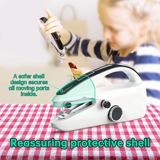 Handheld Sewing Machine,Two dear,Mini sewing machine,Easy to Use and Fast Stitch Suitable for Clothes,Fabrics, DIY Home Travel Electric Handheld Sewing Machine.Black