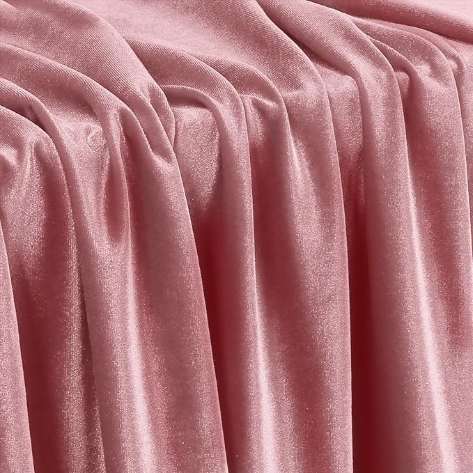 KKJIAF Dusty Rose Stretch Velvet Fabric 60 Inch Wide, 1 Yard Soft Stretchy Fabric for Sewing Clothes, Apparel, Costume, Crafts - 90% Polyester 10% Spandex