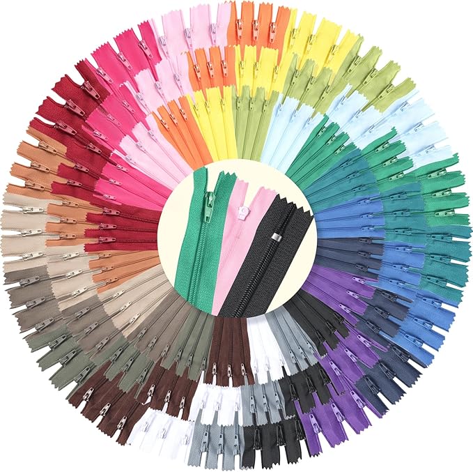 JEXZON 180 Pieces 20 Colors #3 Nylon Coil Zipper 9 Inch 11.8 Inch 14.2 Inch Bulk Zipper for Sewing Projects, Clothing, Skirts, Pants, Bags