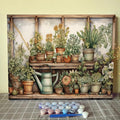 Vintage Wood Gardening Painting Paint by Number Rustic Garden Scenery with Plants DIY Painting on Canvas with Brushes Acrylic Paints Paint by Numbers for Adults and Beginner 16x20 Inch（DIY Frame）