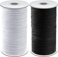 Coopay 300 Yards Length 1/8" Width Elastic Bands Flat Elastic Cord Rope Heavy Stretch Spool Knit for Sewing DIY Projects, Arts & Crafts, 2 Rolls, 150 Yards/Roll (Black and White, 1/8 Inch)