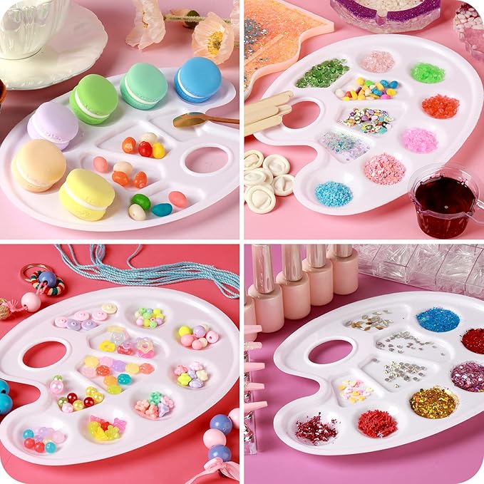 FANDAMEI 20 PCS Oval Paint Tray Palettes, Plastic Paint Tray Palette, Paint Palette Paint Pallets with Thumb Hole, Paint Holder Tray for Kids, Paint Trays for Kids, Paint Trays for Acrylic Paint