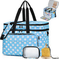 IBFUN 3PCS Crochet Bag with Wrist Yarn Holder, Large Yarn Storage Tote Waterproof Knitting Bag Organizer with Adjustable Strap for Hooks, Needles (Up to 14"), Accessories, Crochet Lovers, Tangle-Free