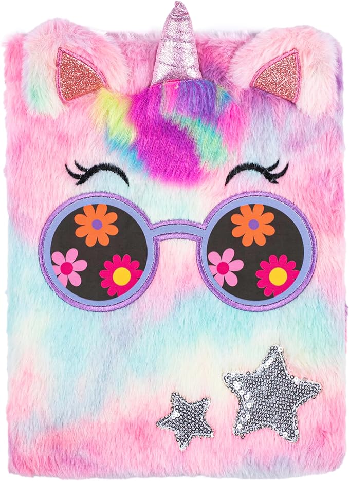 VOTUM Fuzzy Sketch Book: Personalized Artist Sketchbook: Sketching, Drawing and Creative Doodling. Notebook and Sketchbook to Draw and Journal (Unicorn)