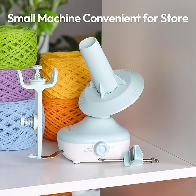 Etcokei Electric Yarn Winder M1 for Crocheting, Compact Yarn Cake with Strong Tension, Stepless Speed, Automatic Wool Spinner, Ideal Helper for Knitting Lovers (Mint Green)