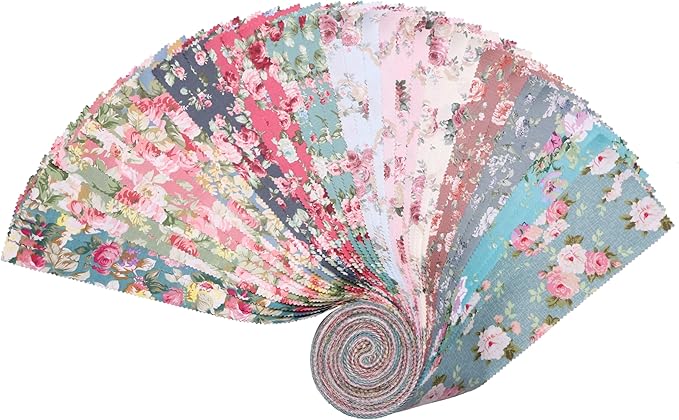 Jelly Rolls for Quilting Clearance 42 Strip 2.5" x 44" - Cotton Jelly Roll Fabric Strips for Quilting, Sewing, Blanket, Rug, Home Decor, and Purse Making, Rose Floral