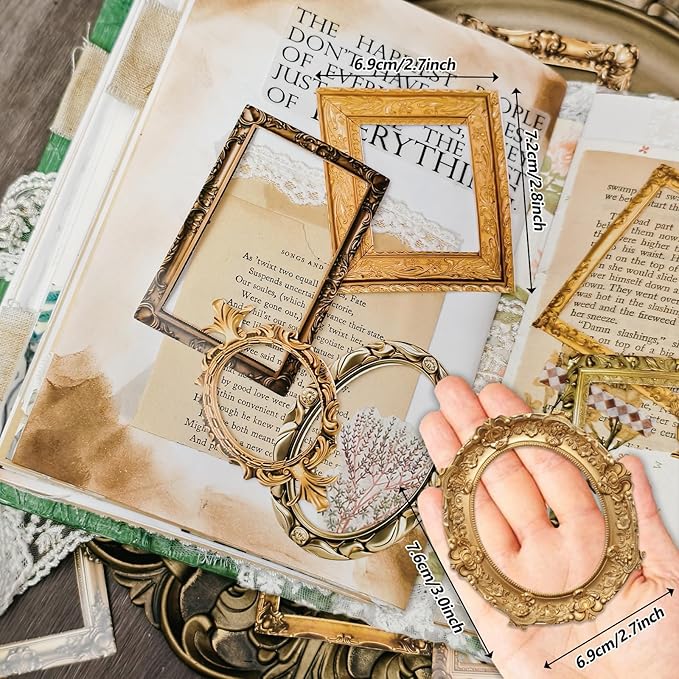 Vintage Frame Decorative Stickers, 200 Pcs Scrapbooking Supplies for Bullet Journals, Planners, Letter, Card Album Making, Collage Art, Crafts, Water Bottle