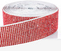 novani Self Adhesive Rhinestone Ribbon, 1.14 Inch Wide 3 Yards 1 Roll, Red Crystal Diamond Bling Strips for DIY Crafts, Home Decor, Glitter Glass Rhinestones Tape for Crafting, Car Decoration