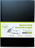 Cantoo City A4 Sketchbook, Professional Grade, Black Hard Cover Sketch Book, Art Drawing Book, Wood Free, Off White Thick Paper, Sketch Pad, Dry Media 100 Pages -160g/M² (108 Lb)