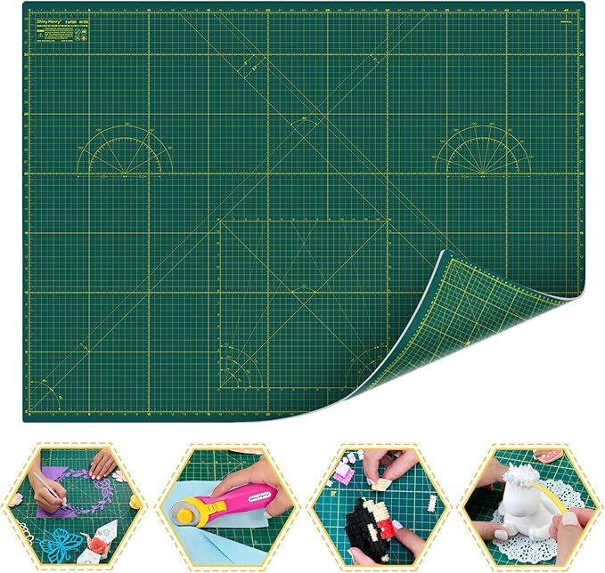 Self Healing Cutting Mat A2 18"x24" – Double Sided 5-Ply Craft Mat for Sewing, Quilting, Fabric, Scrapbooking – Green/Green