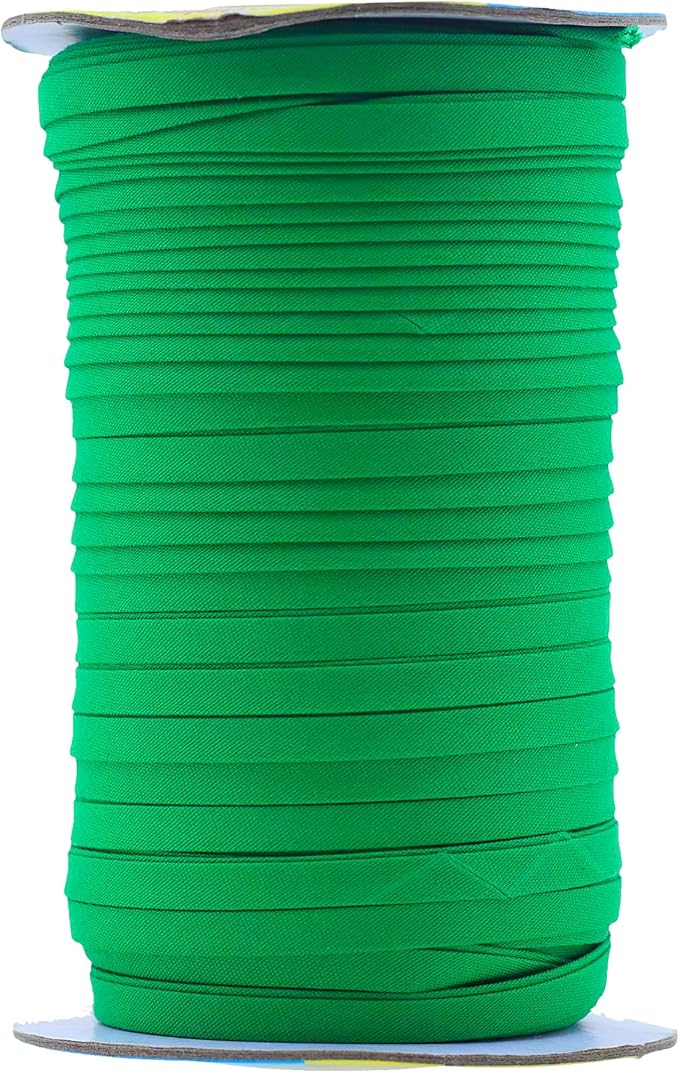 Mandala Crafts 55 Yards 1/4 Inch Green Double Fold Bias Tape for Sewing - Bias Binding Tape for Quilting Binding, Hemming, Seam, and Fabric Piping