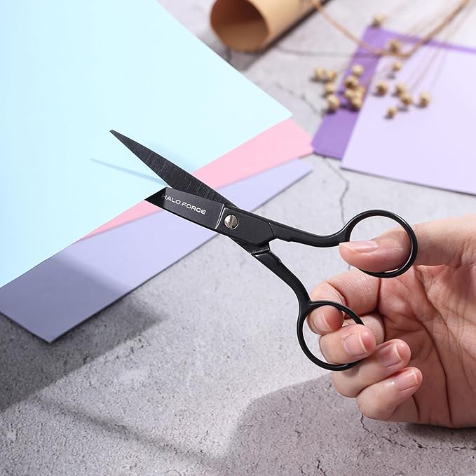 Small Sharp Scissors: Straight Detail Embroidery Scissors Stainless Steel Precise Pointed Tip for Cutting Fabric Thread Yarn Cross Stitch Crochet Crafting Sewing Applique, 6 Inch Black