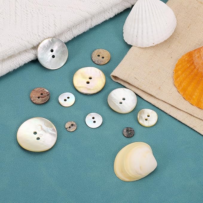 uxcell 25 Pcs Natural Shell Buttons, 2 Hole Mother of Pearl Buttons 30mm Sewing Buttons Sewing Craft Buttons for Shirt Sewing DIY Crafts Decoration, Brown
