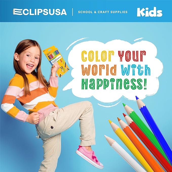 E-CLIPS USA Colored Pencils Bulk, Colored Pencils For Kids Or Adults, Map Coloring pencils, 12 Per Box, Box May Vary (1 Box)