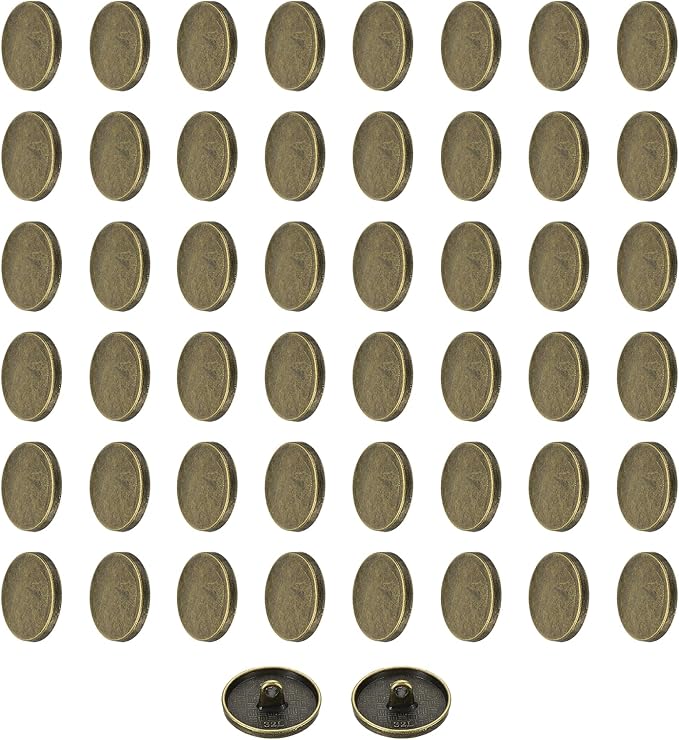 HARFINGTON 50pcs 32L Metal Round Flat Sewing Buttons 20mm Alloy Shank Craft Replacement Button for Men Women Suit Woolen Coat Shirt Trousers Sewing Crafts, Bronze