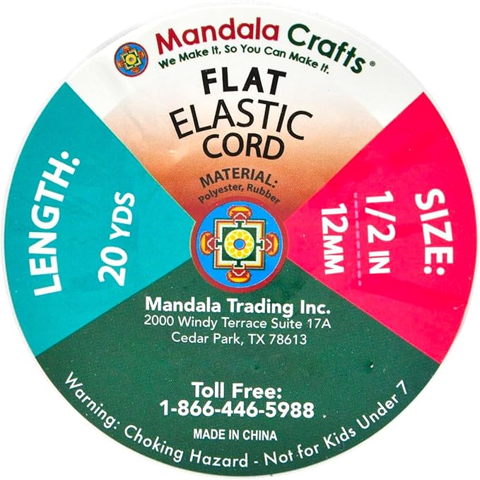 Mandala Crafts 12mm 20 Yds Roll of Metallic Silver Elastic Bands for Sewing - 1/2 Flat Elastics Cord - 1 2 Inch Braided Stretch Straps for Crafting