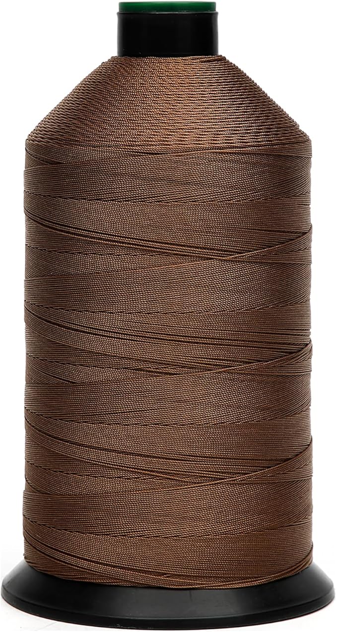 Extra Strong Bonded Nylon Thread #138 Tex135 – 16 OZ, 3000yds, Versatile Stitching Solution for Leather, Upholstery, Canvas Repair and More (Tawny Brown)