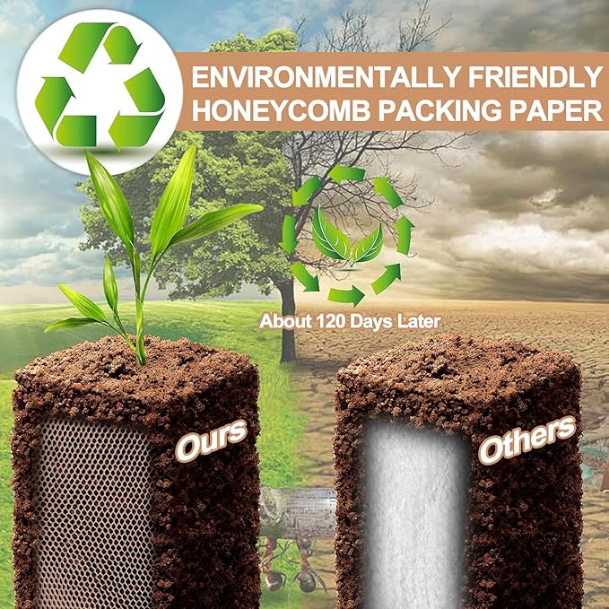 12Pcs 3D Honeycomb Packing Paper for Moving, 13" x 160" Upgrade and Reinforce Packing Paper Substitute Alternative for Bubble Cushioning Wrap with 20 Fragile Sticker