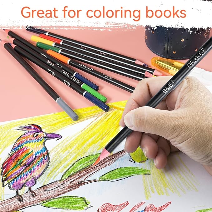 S & E TEACHER'S EDITION Colored Pencils 12Pcs, Pre-sharpened Super Soft Core Lead, Colored pencils, Drawing, Wooden Lead Pencils, Coloring Pencils Bulk Christmas Gifts