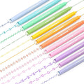 12 Colored Curve Highlighter Pen Set, 10 Different Shapes Dual Tip Marker Highlighters for Journaling Drawing Note Taking,Curve Highlighter pens for Planner Scrapbook School Supplies