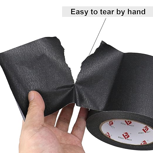 BOMEI PACK Wide Painters Tape 4 Inches x 55 Yards, Black Wide Masking Tape, 3D Printing Tape for Laser Cutting, 21-Day Clean Removal for Indoor and Outdoor Use
