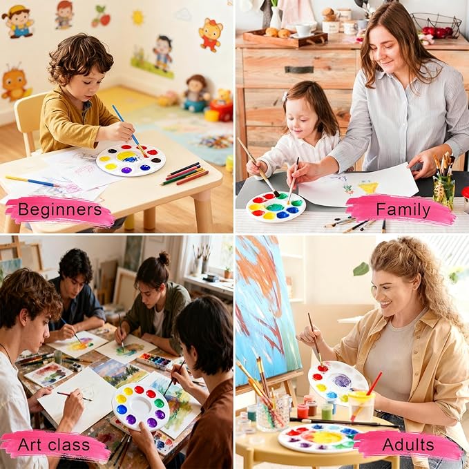 22 PCS Paint Tray Palettes for Kids, Plastic Paint Pallet with 10 Wells, Acrylic Artist Paint Tray Palette for Kids, Students to Acrylic Oil Watercolor Craft Supplies DIY Art Painting