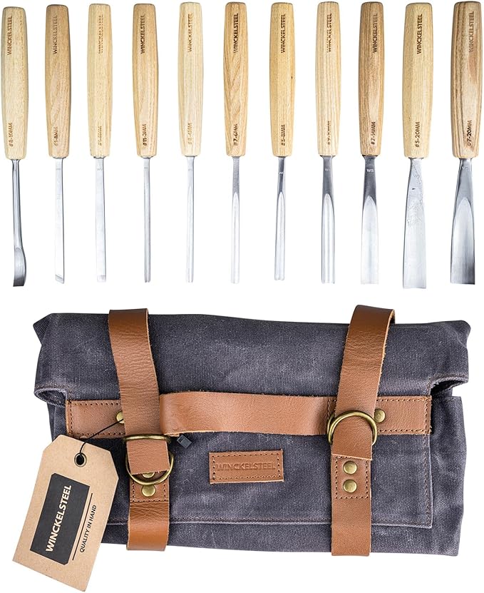 Wood Carving Tools Set of 12 Wood Chisels - Glides Through Wood Like Butter - Quality Carving Tools Chisel Set for All Skill Levels, Woodworking Tools for Hobbyists Or Professionals