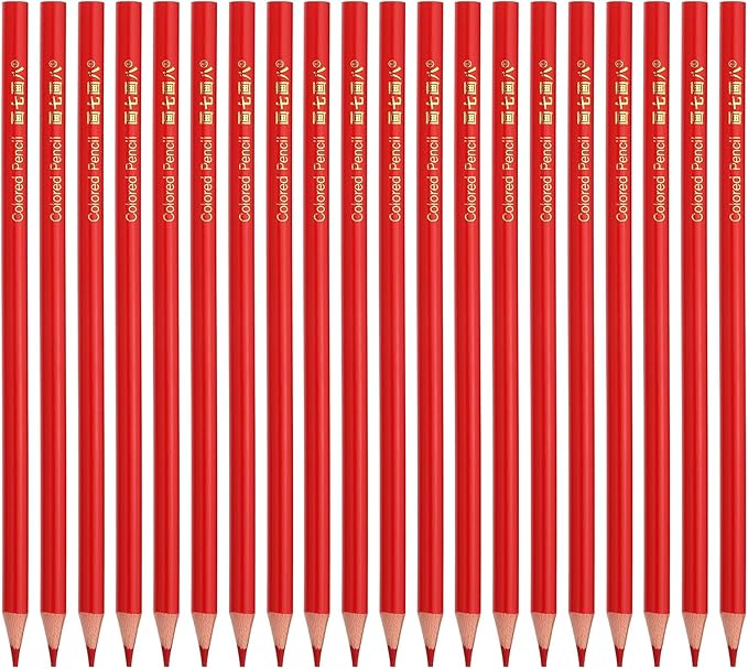 PATIKIL Red Colored Pencils Set,20 Pcs Oil Color Pencils Wooden Coloring Drawing Pencil for Artists Art Painting