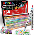 168 Color Acrylic Paint Markers，Brush Tip Acrylic Paint Pens for Rock Painting,Ceramic,Wood, Canvas,Glass,Stone,Fabric,Card Making,DIY & Art Supplies