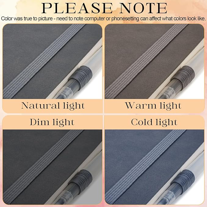 Remowith Leather Cover Watercolor Sketchbook, 9"x5.5" Journal, 300gsm Cold Press Cotton Paper (24 Sheets/48 Pages), Perfect Watercolor Journal for Markers, Pastels, Darkgrey