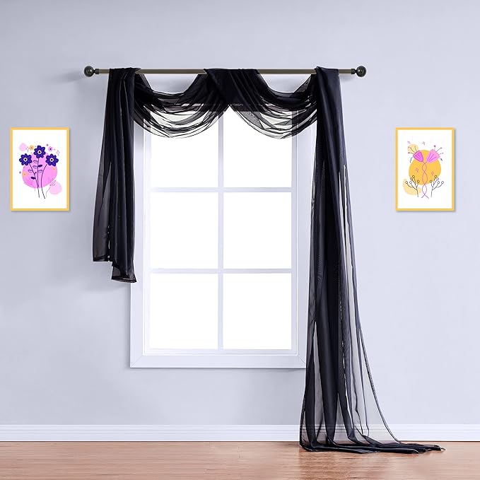 Warm Home Designs XXL Wedding Arch Draping Fabric Bundle Has 2 360 Inch (30 FT; 10 Yards) Scarves in Black Fabric for Ceremony, Wedding Decoration. AD Black & Black 360”
