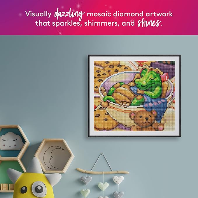 DIAMOND ART CLUB Naptime Diamond Painting Kit, Fun DIY Crafts for Adults, Round Diamond Art Canvas, 15" x 13"