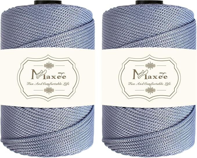 Maxee Premium Polyester Macrame Cord 3 mm × 218 yd (2 Pack),3mm 100% Polypropylene Macrame Cord,Ideal for Crochet, Wall Hangers, Bags, Rugs & DIY Crafts(Dark Grey)