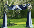 WARM HOME DESIGNS Wedding Arch Draping Fabric Bundle Has 2 216 Inch (18 Feet) Scarves in Navy Blue & White Fabric for Wedding Ceremony or Photoshoot Decoration. AD White & Navy 216”