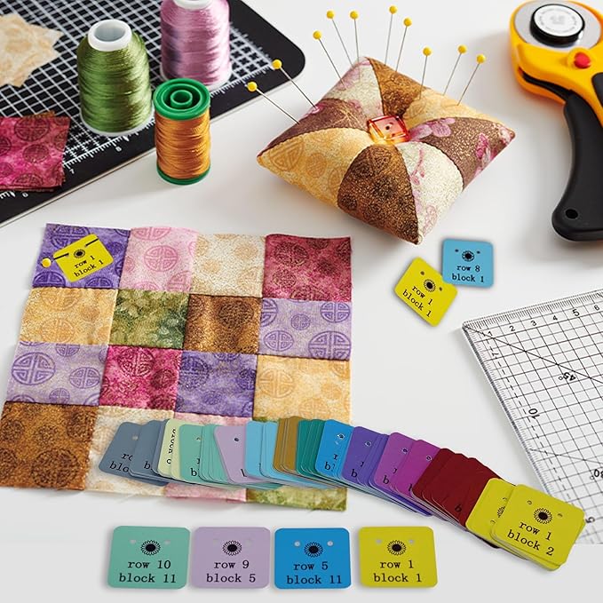 Cowenhey Quilt Block Row Markers, 1-12 Rows 144Pcs with Storage Box, Sewing Marking Tools Innovative Sewing and Quilting Notions, Paper Cardstock with Holes