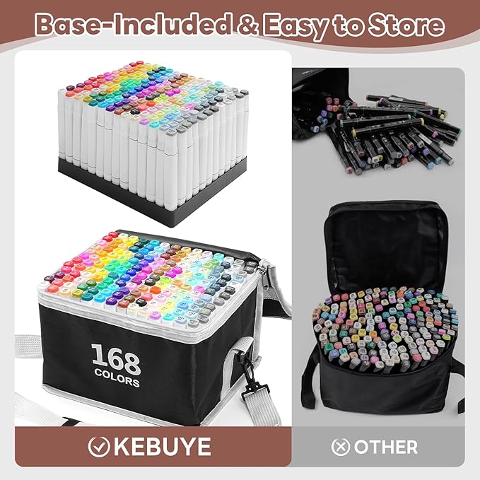 Alcohol Based Art Markers Set 168 Color - Professional Double Sided Marcadores for Artist, Best Blendable Coloring Marker Pens for Adult - Coloring Books No Bleeding Illustration Drawing for Kids