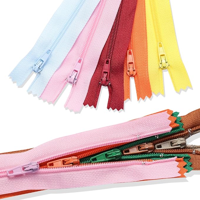 JEXZON 180 Pieces 20 Colors #3 Nylon Coil Zipper 9 Inch 11.8 Inch 14.2 Inch Bulk Zipper for Sewing Projects, Clothing, Skirts, Pants, Bags