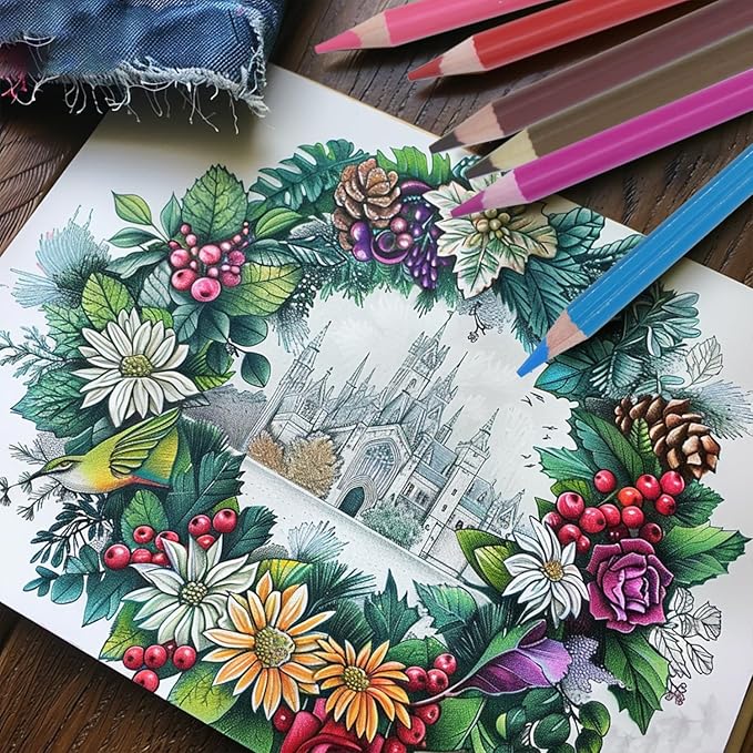 Colored Pencils for Adult Coloring Books, 72 Oil-Based Color Pencils, 3.8mm Soft Core, Vibrant Coloring Pencils in Tin Box for Adults, Professional Art Supplies forSketching, Blending and Layering.