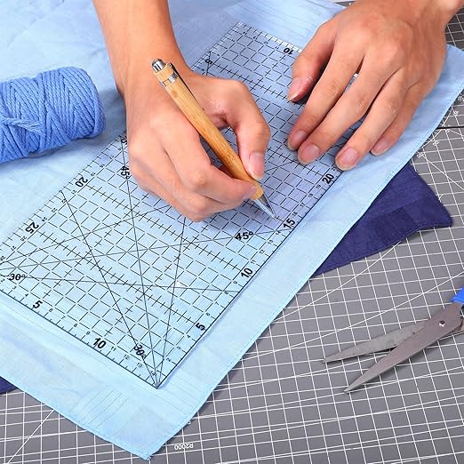 Sibba Quilting Ruler Sewing Ruler Acrylic Anti-Slip Metric Rulers Quilting Templates Cutting Rulers with Non-Slip Rings DIY Quiltings Tools with Clear Printed Lines for Precise Cutting