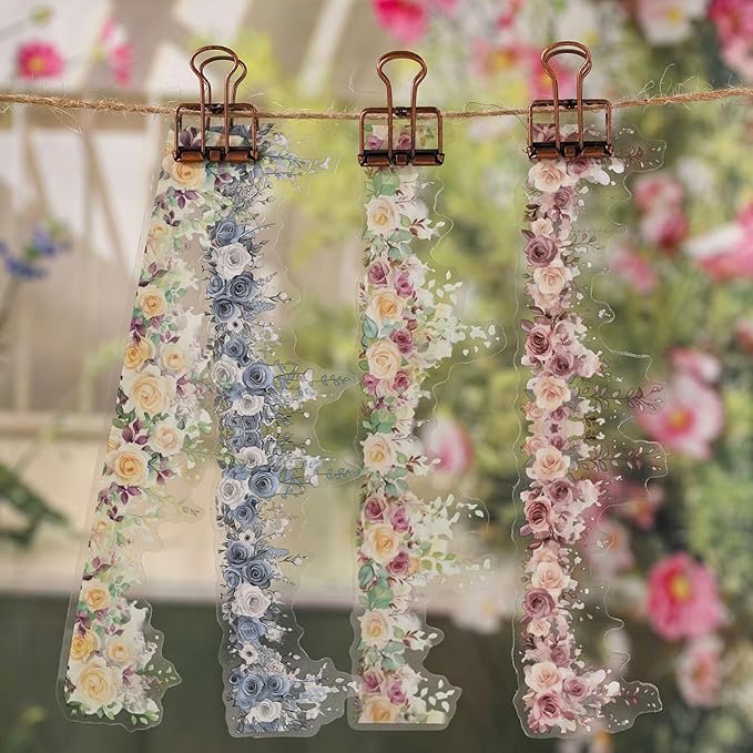 90 Pieces Vintage Floral Frame PET Scrapbook Stickers, 6 Pack Aesthetic Background Window Frames Decorative Stickers for Scrapbooking Planner Junk Journal Supplies Collage